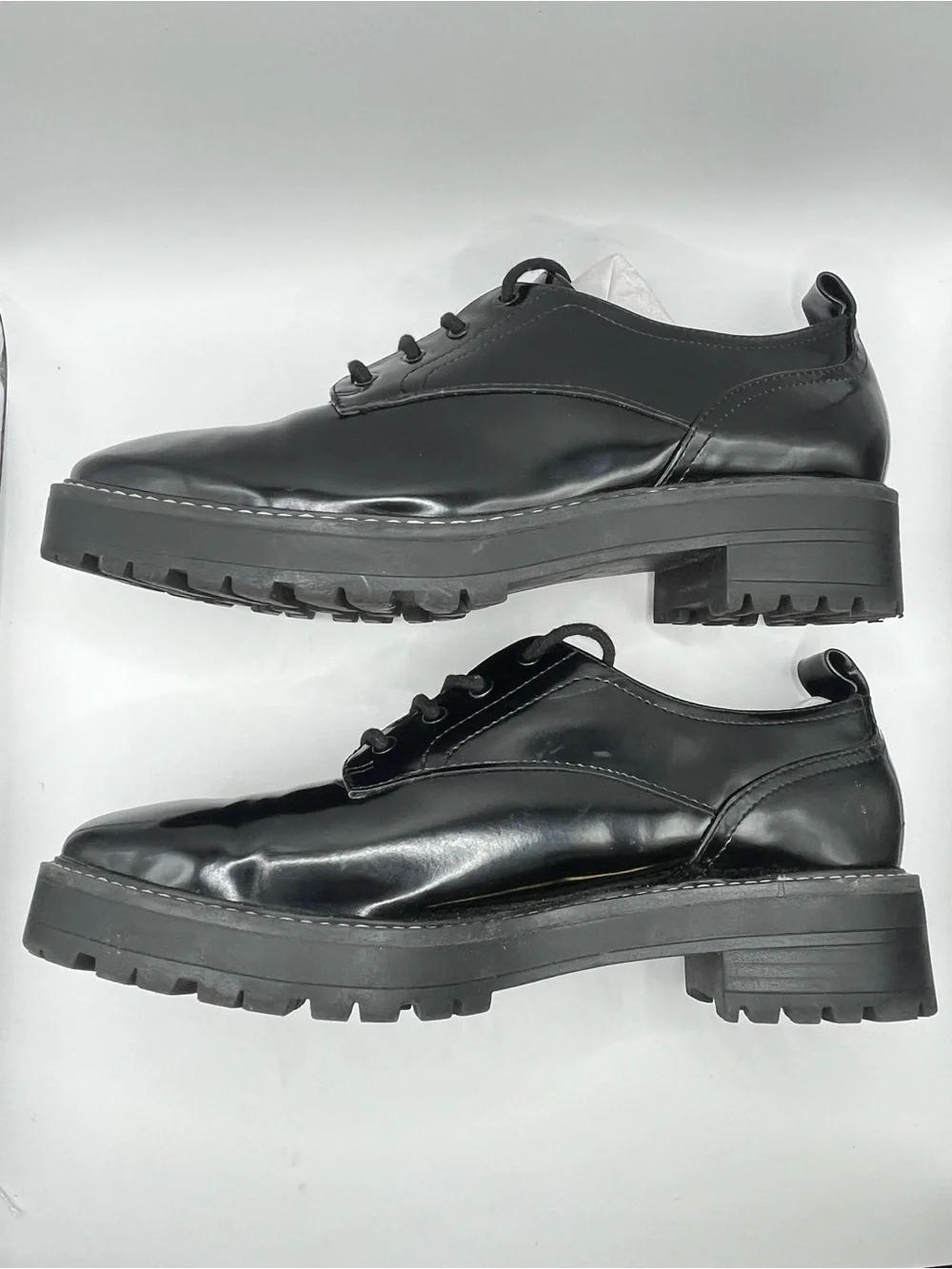 Zara Men's EU 41/US 8.5 Women's 41/US 10 Black Lace-Up Platform Derby Shoes